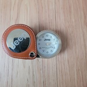 Jeep Branded Quartz Pocket Watch With Folding Leather Case With Magnifier.
